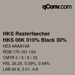 Color code: HKS Rasterfaecher - HKS 06K 010% Black 30% | qconv.com