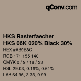 Color code: HKS Rasterfaecher - HKS 06K 020% Black 30% | qconv.com