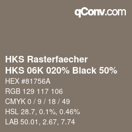 Código de color: HKS Rasterfaecher - HKS 06K 020% Black 50% | qconv.com