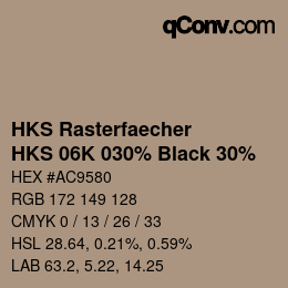 カラーコード: HKS Rasterfaecher - HKS 06K 030% Black 30% | qconv.com