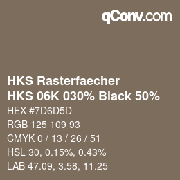 Código de color: HKS Rasterfaecher - HKS 06K 030% Black 50% | qconv.com