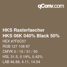 Code couleur: HKS Rasterfaecher - HKS 06K 040% Black 50% | qconv.com