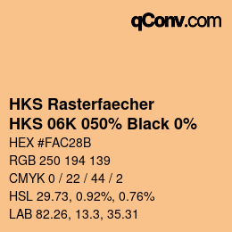Code couleur: HKS Rasterfaecher - HKS 06K 050% Black 0% | qconv.com