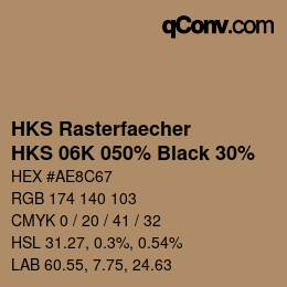 カラーコード: HKS Rasterfaecher - HKS 06K 050% Black 30% | qconv.com