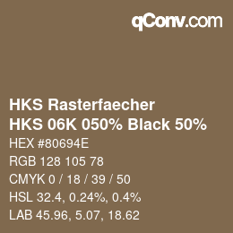 Code couleur: HKS Rasterfaecher - HKS 06K 050% Black 50% | qconv.com