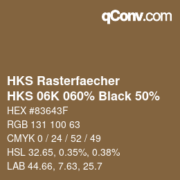 カラーコード: HKS Rasterfaecher - HKS 06K 060% Black 50% | qconv.com