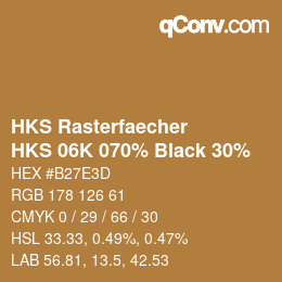 Code couleur: HKS Rasterfaecher - HKS 06K 070% Black 30% | qconv.com