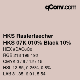 Color code: HKS Rasterfaecher - HKS 07K 010% Black 10% | qconv.com