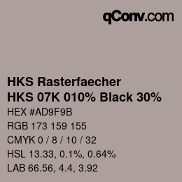 カラーコード: HKS Rasterfaecher - HKS 07K 010% Black 30% | qconv.com