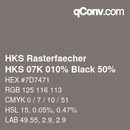 Código de color: HKS Rasterfaecher - HKS 07K 010% Black 50% | qconv.com