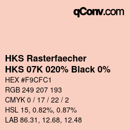 カラーコード: HKS Rasterfaecher - HKS 07K 020% Black 0% | qconv.com