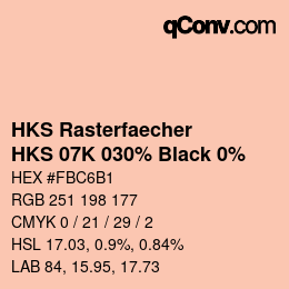 カラーコード: HKS Rasterfaecher - HKS 07K 030% Black 0% | qconv.com