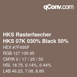 カラーコード: HKS Rasterfaecher - HKS 07K 030% Black 50% | qconv.com