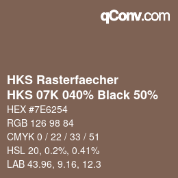 Code couleur: HKS Rasterfaecher - HKS 07K 040% Black 50% | qconv.com
