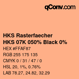 カラーコード: HKS Rasterfaecher - HKS 07K 050% Black 0% | qconv.com
