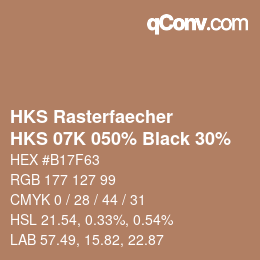 カラーコード: HKS Rasterfaecher - HKS 07K 050% Black 30% | qconv.com