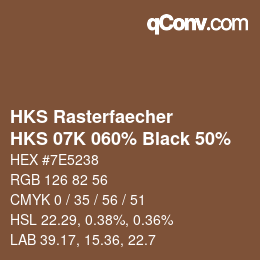 カラーコード: HKS Rasterfaecher - HKS 07K 060% Black 50% | qconv.com