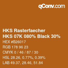 カラーコード: HKS Rasterfaecher - HKS 07K 080% Black 30% | qconv.com
