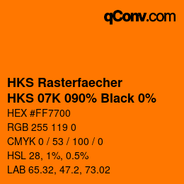 カラーコード: HKS Rasterfaecher - HKS 07K 090% Black 0% | qconv.com