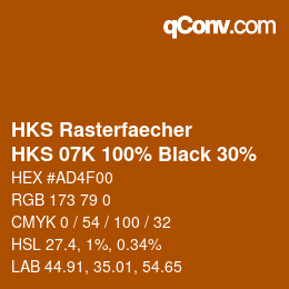 Color code: HKS Rasterfaecher - HKS 07K 100% Black 30% | qconv.com