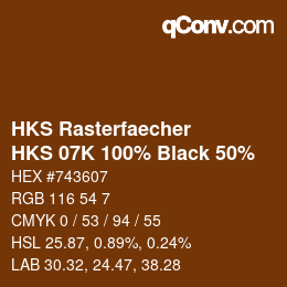 カラーコード: HKS Rasterfaecher - HKS 07K 100% Black 50% | qconv.com