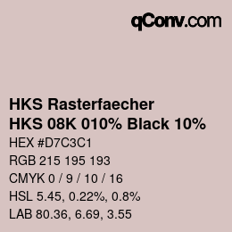 カラーコード: HKS Rasterfaecher - HKS 08K 010% Black 10% | qconv.com