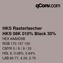 Color code: HKS Rasterfaecher - HKS 08K 010% Black 30% | qconv.com