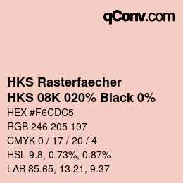 カラーコード: HKS Rasterfaecher - HKS 08K 020% Black 0% | qconv.com