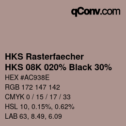 Farbcode: HKS Rasterfaecher - HKS 08K 020% Black 30% | qconv.com