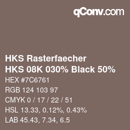 カラーコード: HKS Rasterfaecher - HKS 08K 030% Black 50% | qconv.com