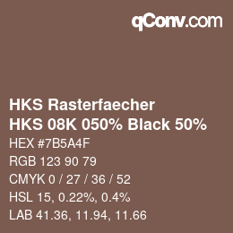 Code couleur: HKS Rasterfaecher - HKS 08K 050% Black 50% | qconv.com