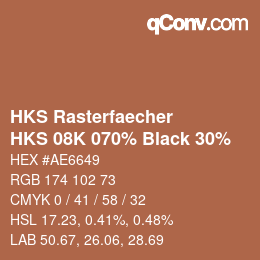Code couleur: HKS Rasterfaecher - HKS 08K 070% Black 30% | qconv.com