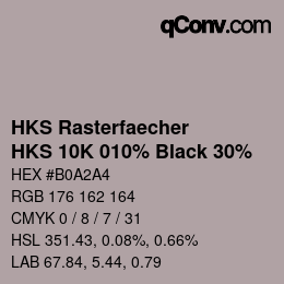 Code couleur: HKS Rasterfaecher - HKS 10K 010% Black 30% | qconv.com