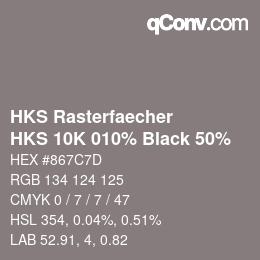 Código de color: HKS Rasterfaecher - HKS 10K 010% Black 50% | qconv.com
