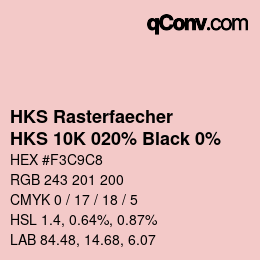 Color code: HKS Rasterfaecher - HKS 10K 020% Black 0% | qconv.com