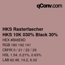 Color code: HKS Rasterfaecher - HKS 10K 030% Black 30% | qconv.com