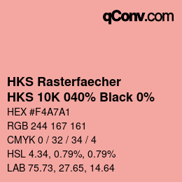 カラーコード: HKS Rasterfaecher - HKS 10K 040% Black 0% | qconv.com