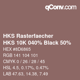 Farbcode: HKS Rasterfaecher - HKS 10K 040% Black 50% | qconv.com
