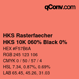 カラーコード: HKS Rasterfaecher - HKS 10K 060% Black 0% | qconv.com