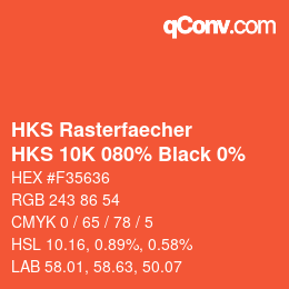 カラーコード: HKS Rasterfaecher - HKS 10K 080% Black 0% | qconv.com
