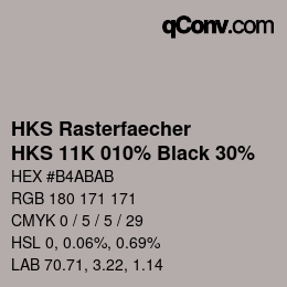 カラーコード: HKS Rasterfaecher - HKS 11K 010% Black 30% | qconv.com
