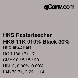 Color code: HKS Rasterfaecher - HKS 11K 010% Black 30% | qconv.com