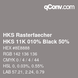 Código de color: HKS Rasterfaecher - HKS 11K 010% Black 50% | qconv.com