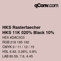 カラーコード: HKS Rasterfaecher - HKS 11K 020% Black 10% | qconv.com