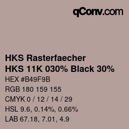 カラーコード: HKS Rasterfaecher - HKS 11K 030% Black 30% | qconv.com