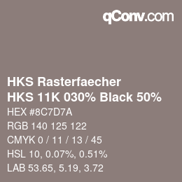 カラーコード: HKS Rasterfaecher - HKS 11K 030% Black 50% | qconv.com