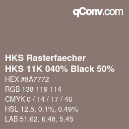 Color code: HKS Rasterfaecher - HKS 11K 040% Black 50% | qconv.com