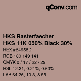 カラーコード: HKS Rasterfaecher - HKS 11K 050% Black 30% | qconv.com