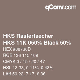 カラーコード: HKS Rasterfaecher - HKS 11K 050% Black 50% | qconv.com