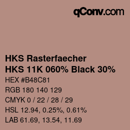 カラーコード: HKS Rasterfaecher - HKS 11K 060% Black 30% | qconv.com